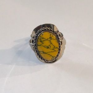Yellow Howlite Adjustable Ring